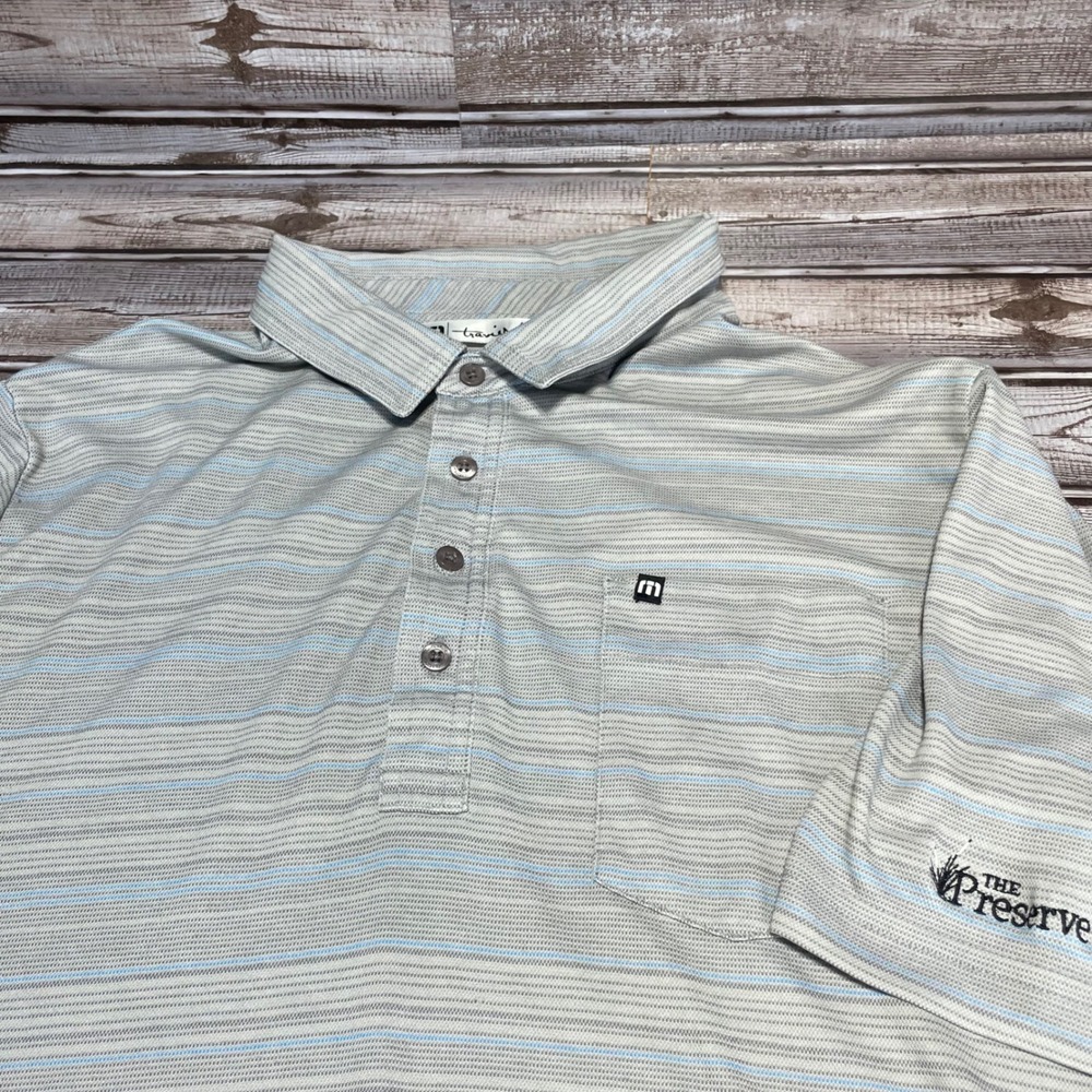 Travis Mathew Golf Polo Shirt Striped Wicking‎ Cotton Short Sleeve Men's XL